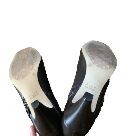 Alex Marie Alisa Dark Brown Braided Leather Ankle Bootie-Size 7 - Picture 10 of 10